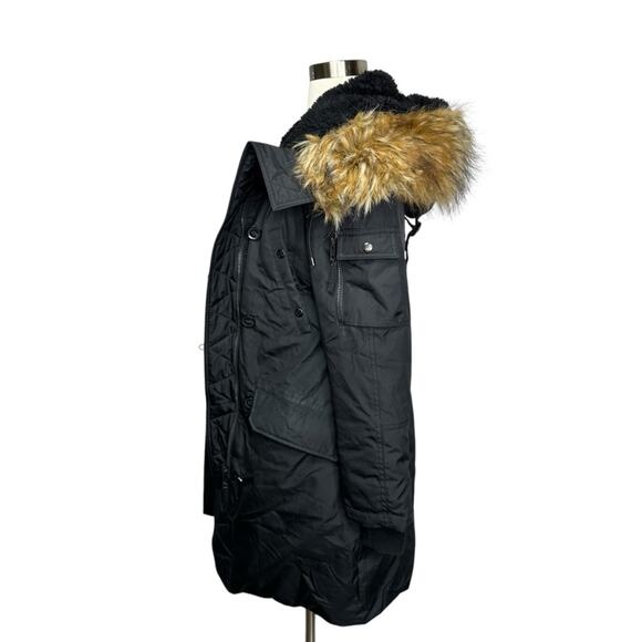 S13 SAM. NY Down Eskimo Coat Black Size XS Faux Fur Hood Jacket Warm - Picture 10 of 12